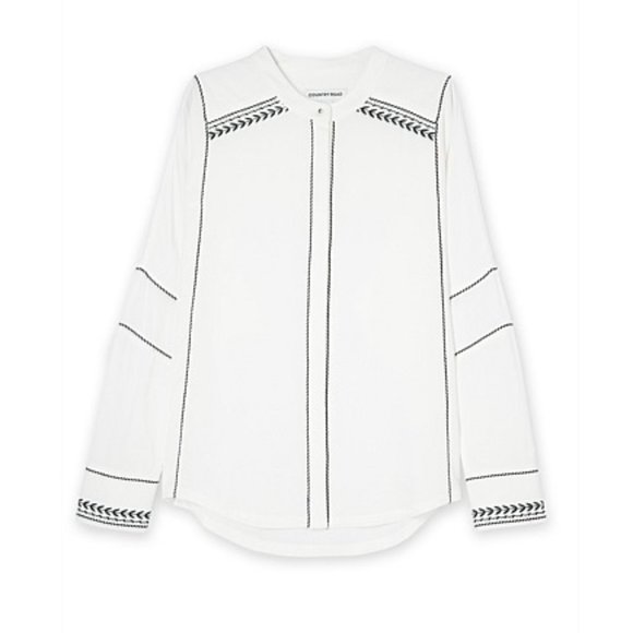 COUNTRY ROAD White Embroidered Panel Office Blouse Shirt RRP$179 - Picture 6 of 12